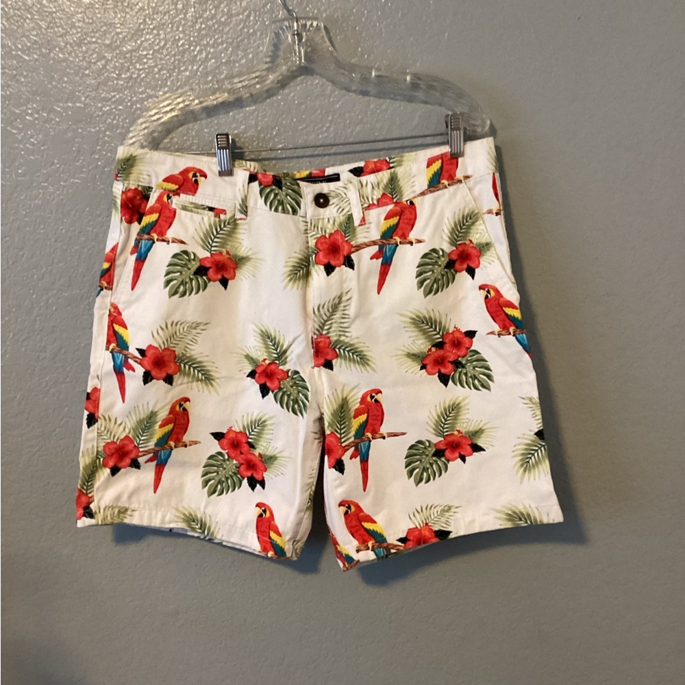 Forever 21 Tropical Parrot and Hibiscus Print Shorts